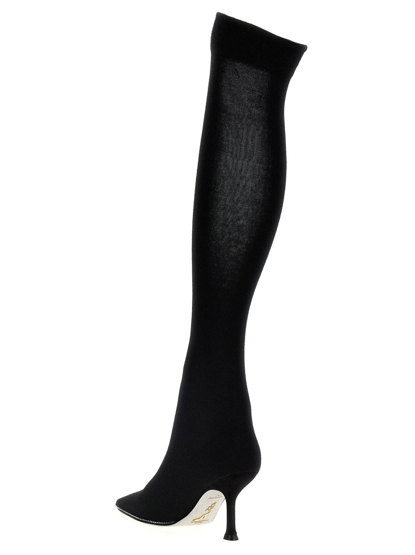 RENE CAOVILLA Black Leather Over The Knee - EU37/US7