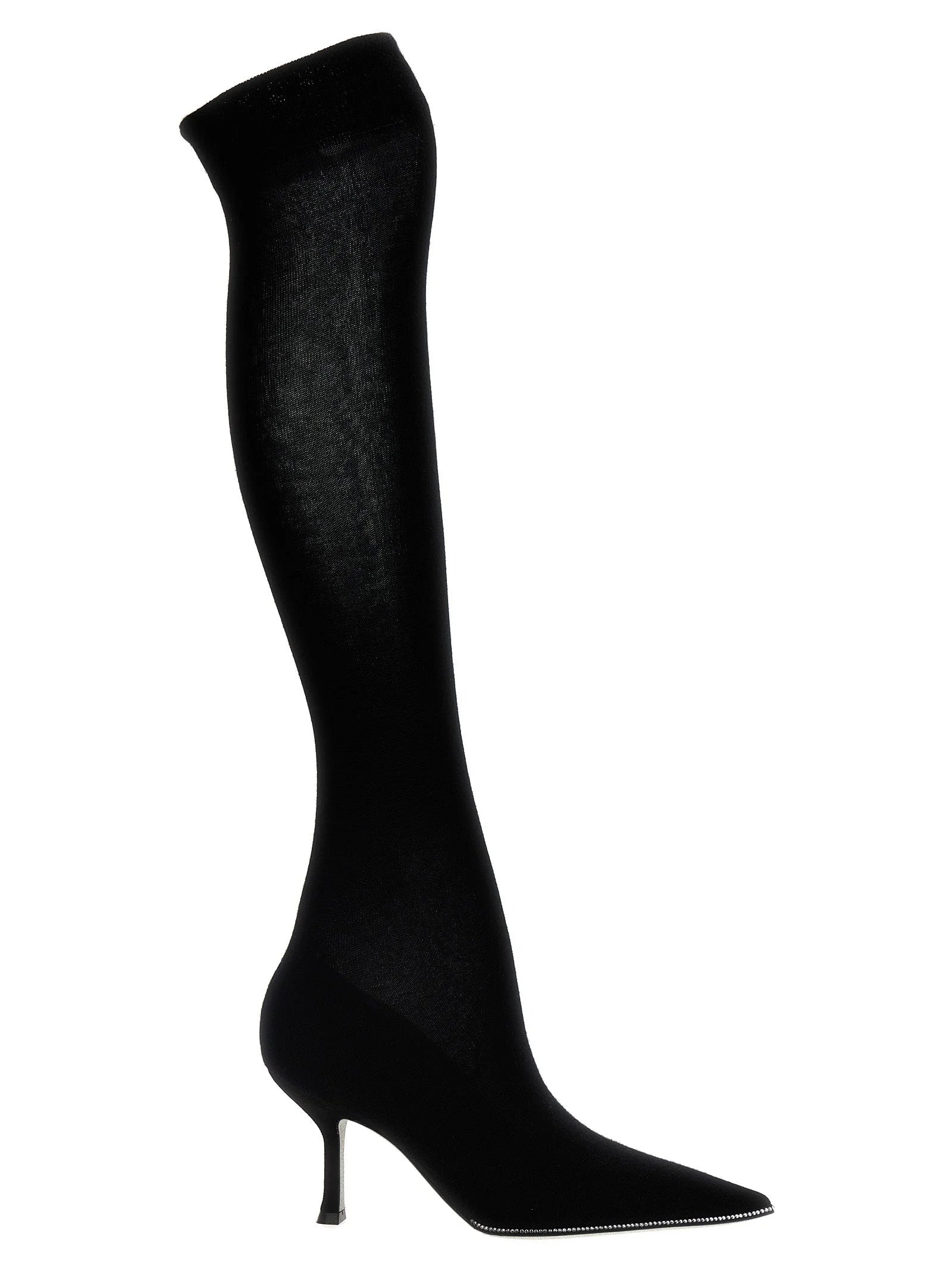 RENE CAOVILLA Black Leather Over The Knee - EU37/US7