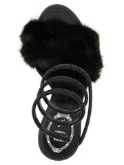RENE CAOVILLA Black Leather Stiletto Heel Sandals