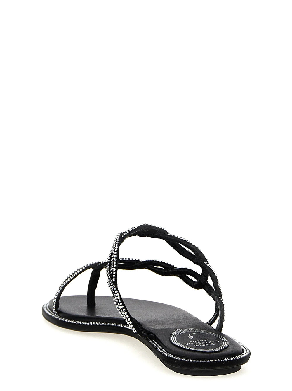 RENE CAOVILLA Black Satin Slides