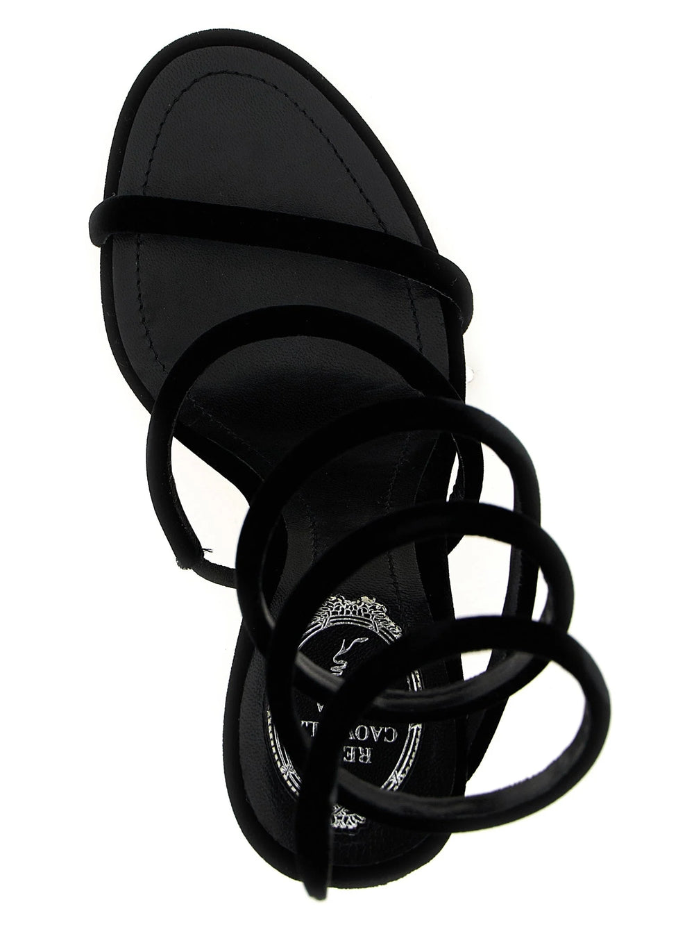 RENE CAOVILLA Black Textile Stiletto Heel Sandals