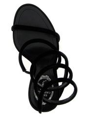 RENE CAOVILLA Black Textile Stiletto Heel Sandals