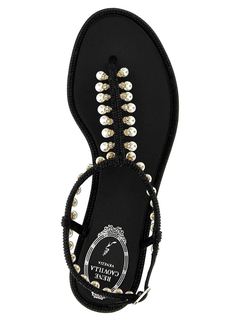 RENE CAOVILLA Black Viscose Flat Sandals - EU36/US6