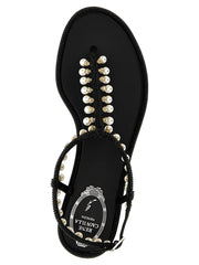 RENE CAOVILLA Black Viscose Flat Sandals - EU36/US6