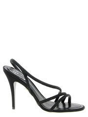 RENE CAOVILLA Black Viscose Stiletto Heel Sandals