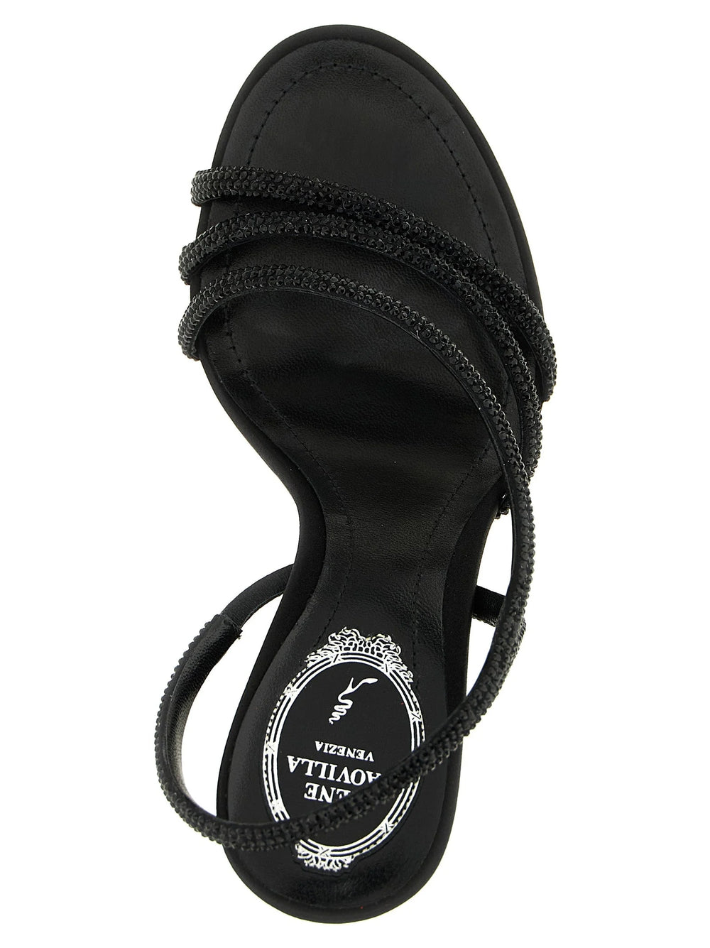 RENE CAOVILLA Black Viscose Stiletto Heel Sandals