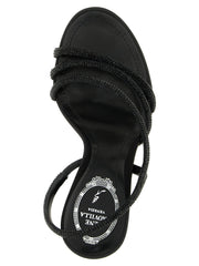 RENE CAOVILLA Black Viscose Stiletto Heel Sandals
