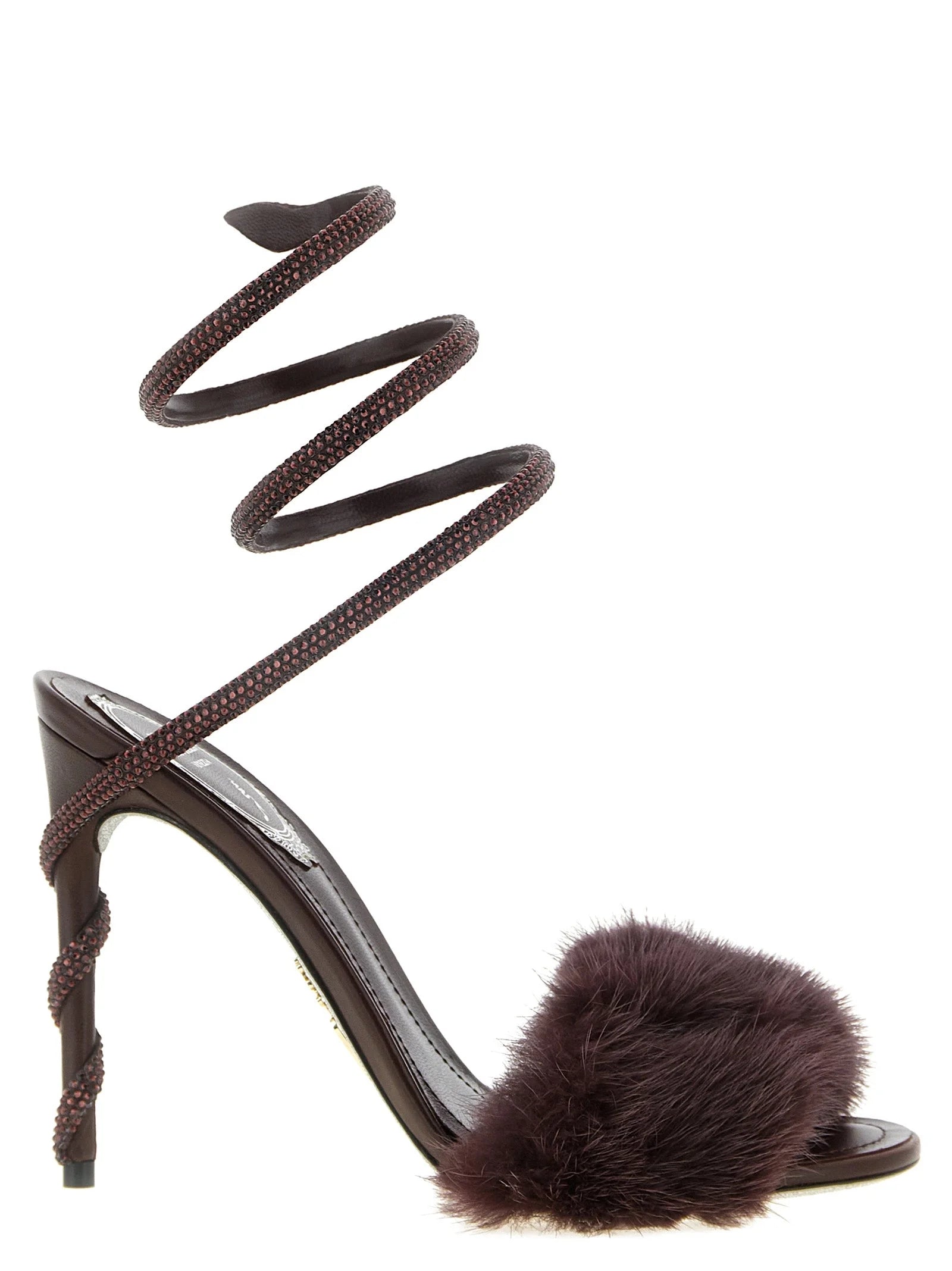 RENE CAOVILLA Bordeaux Viscose Stiletto Heel Sandals