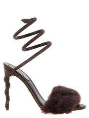 RENE CAOVILLA Bordeaux Viscose Stiletto Heel Sandals