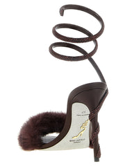 RENE CAOVILLA Bordeaux Viscose Stiletto Heel Sandals