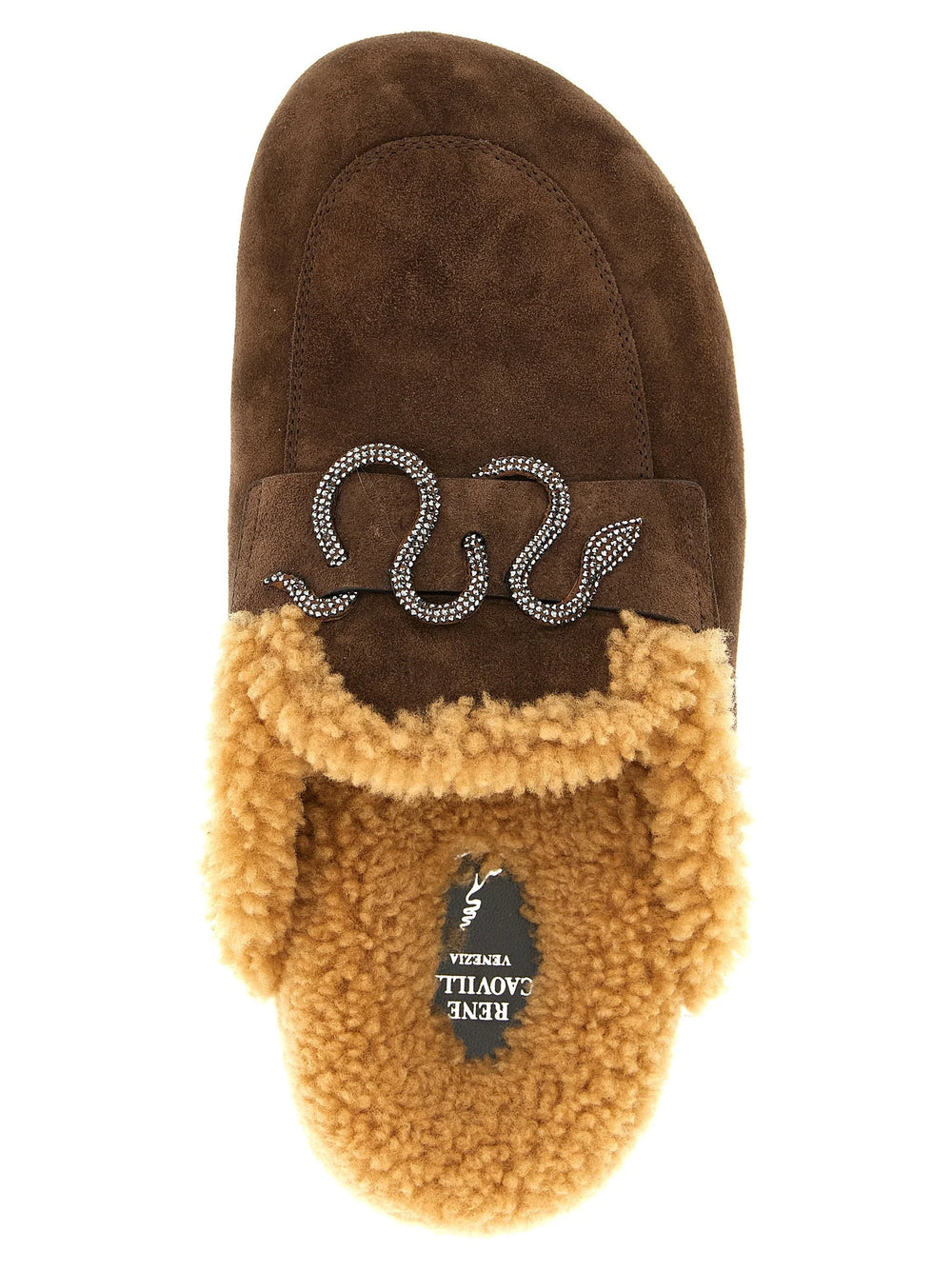RENE CAOVILLA Brown Calfskin Slides