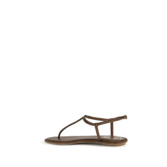 RENE CAOVILLA Brown Satin Flat Sandals - EU36/US6