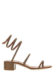 RENE CAOVILLA Brown Satin Flat Sandals - EU37/US7