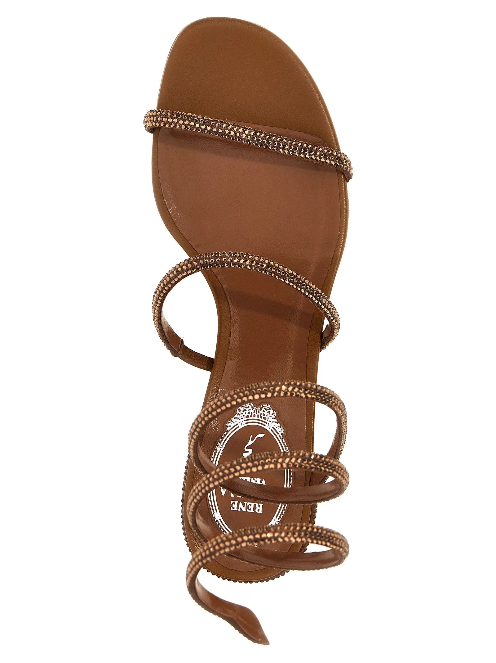 RENE CAOVILLA Brown Satin Platform Sandals - EU37.5/US7.5
