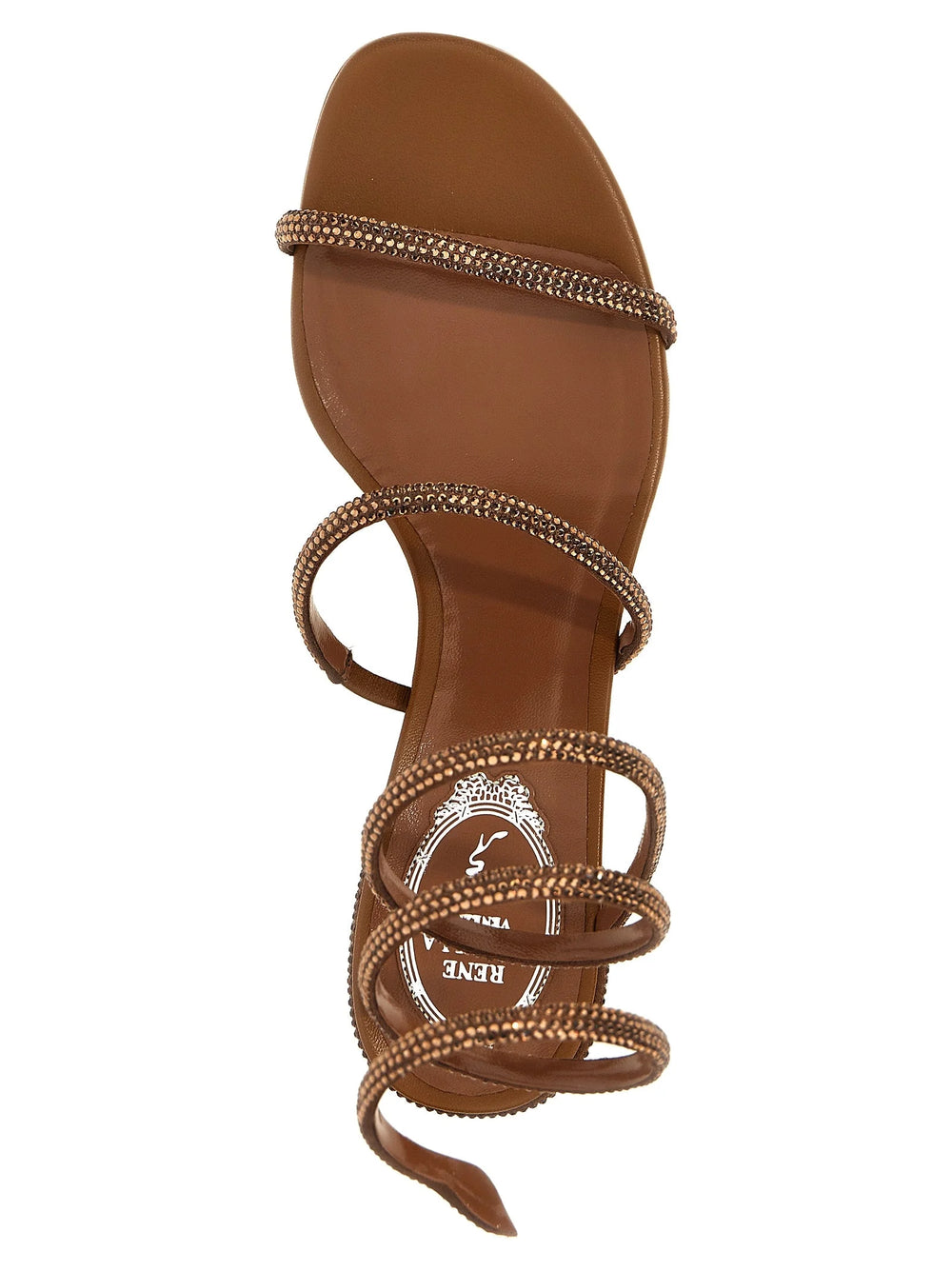 RENE CAOVILLA Brown Satin Platform Sandals - EU37.5/US7.5