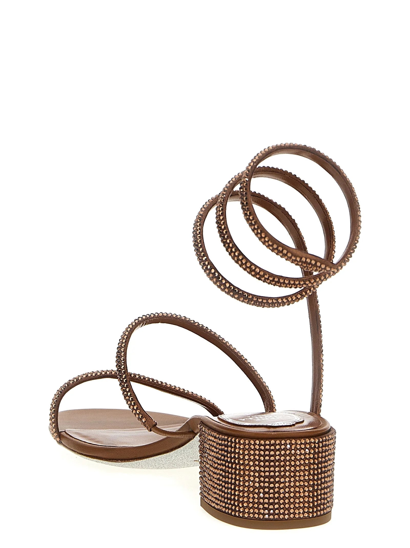 RENE CAOVILLA Brown Satin Platform Sandals - EU37.5/US7.5