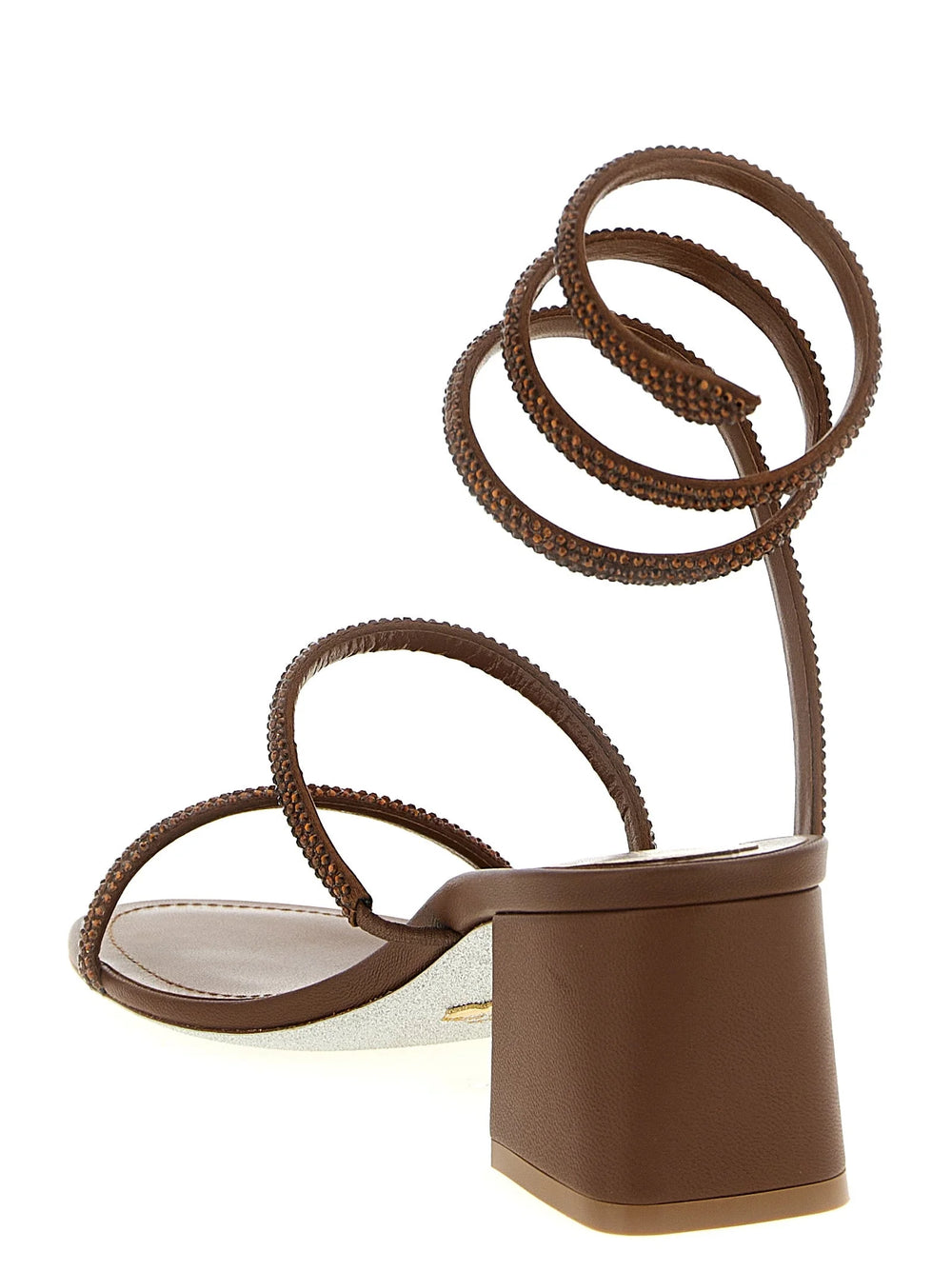 RENE CAOVILLA Brown Viscose Strap-On Sandals