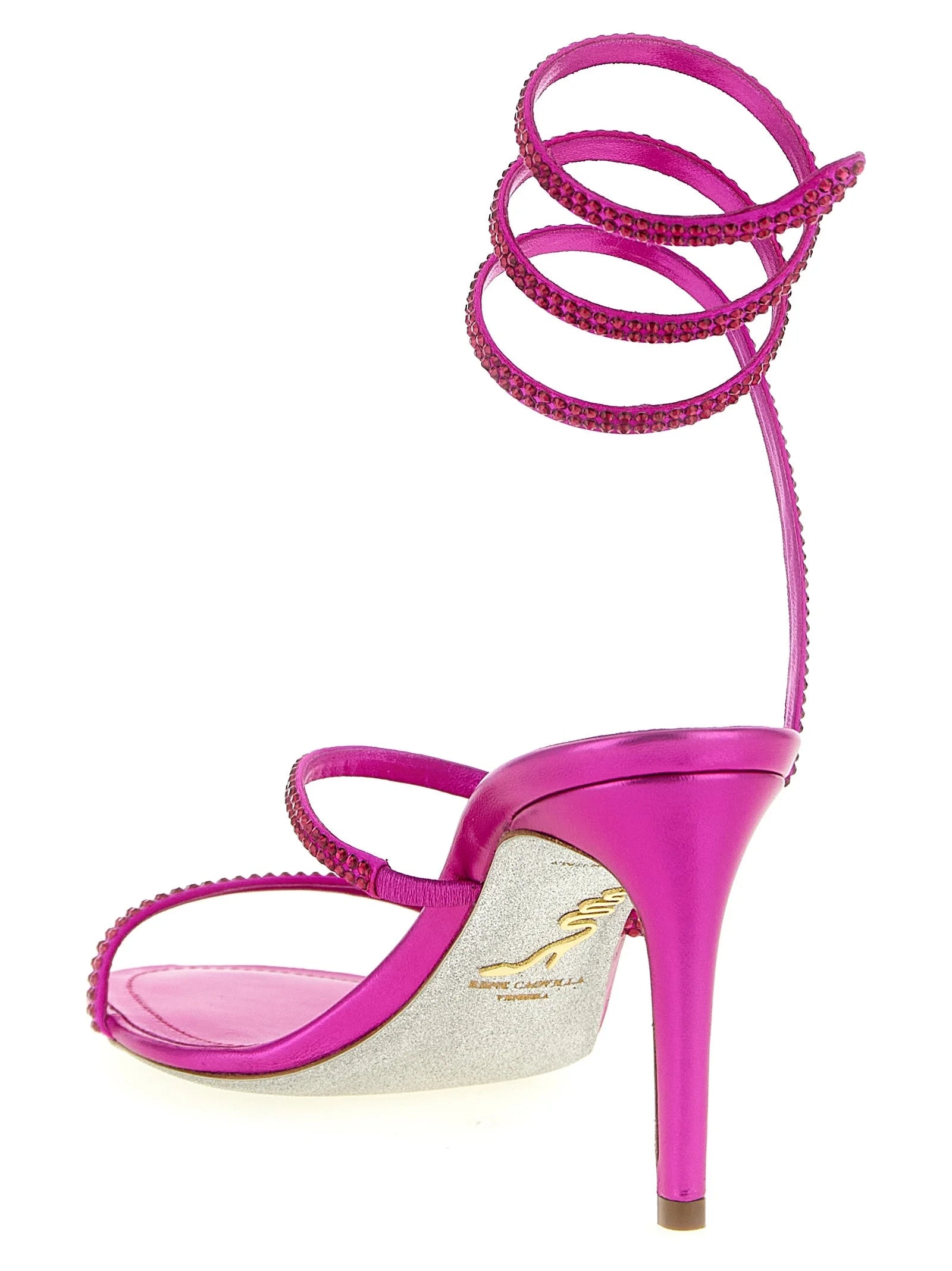 RENE CAOVILLA Fuchsia Viscose Stiletto Heel Sandals - EU36.5/US6.5