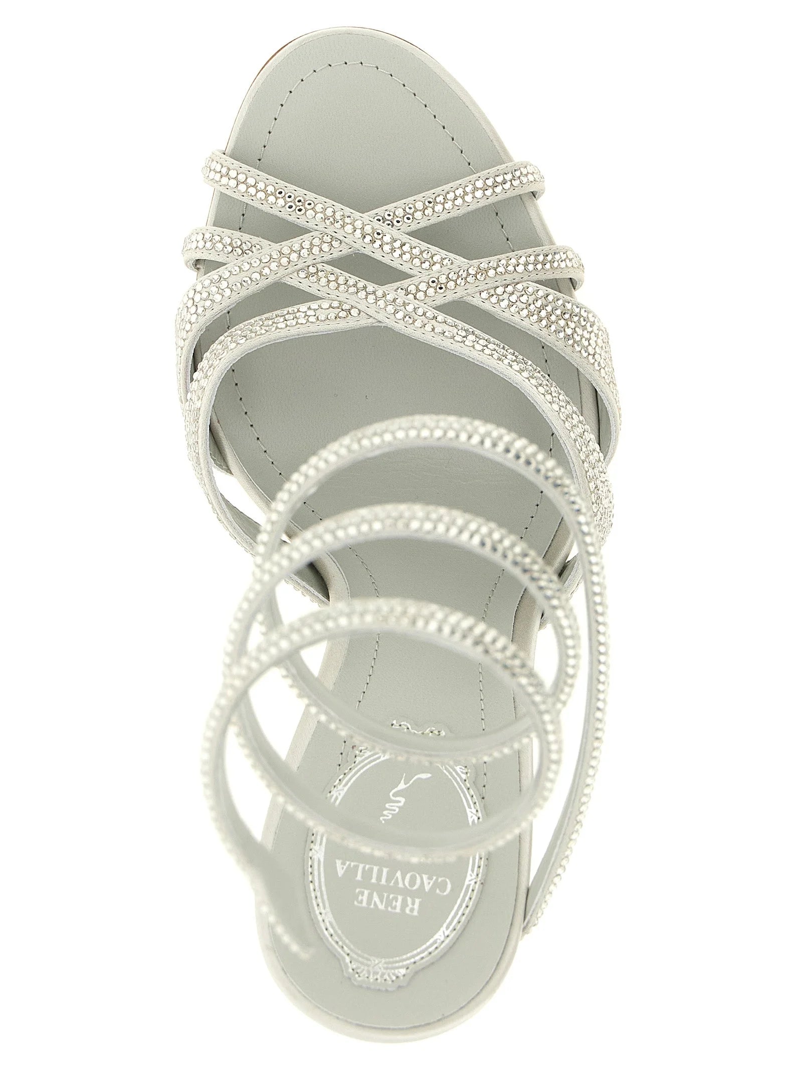 RENE CAOVILLA Silver Viscose Stiletto Heel Sandals