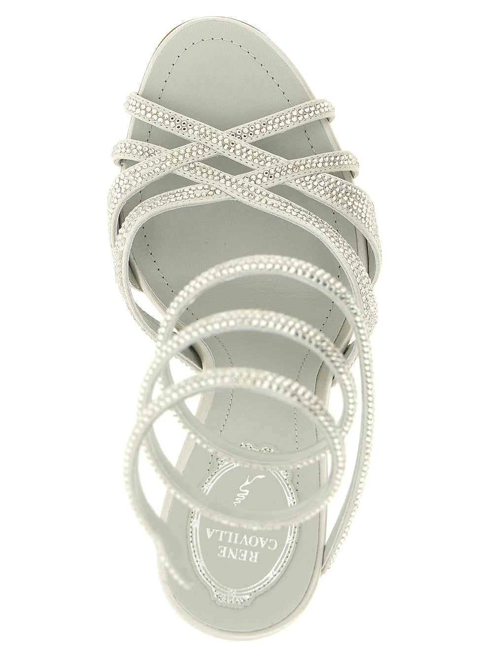 RENE CAOVILLA Silver Viscose Stiletto Heel Sandals