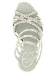 RENE CAOVILLA Silver Viscose Stiletto Heel Sandals