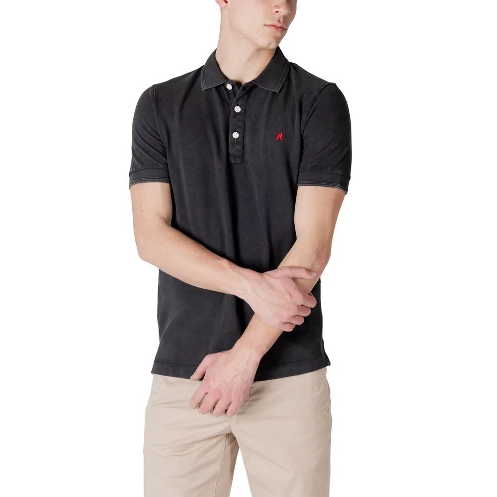 Replay Black Cotton Polo Shirt - Polos