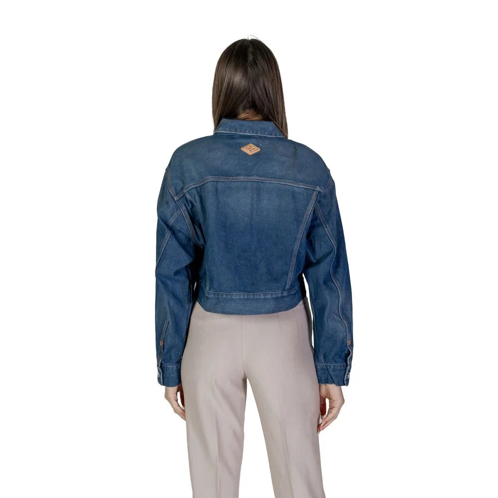 Replay Blue Cotton Jackets & Coat - IT38|XS - Trucker Jackets