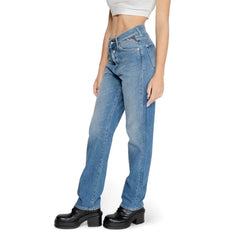Replay Blue Cotton Mom Jean - Jeans
