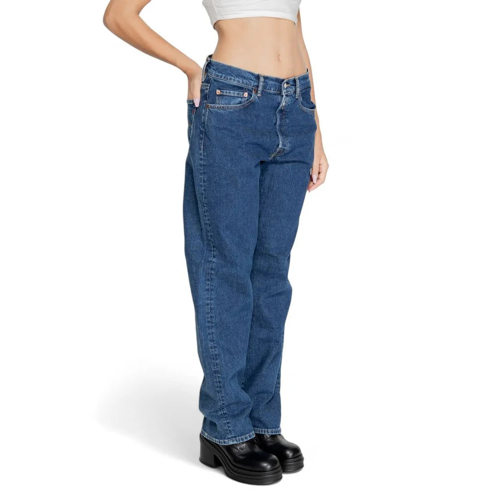 Replay Blue Cotton Mom Jean - Jeans