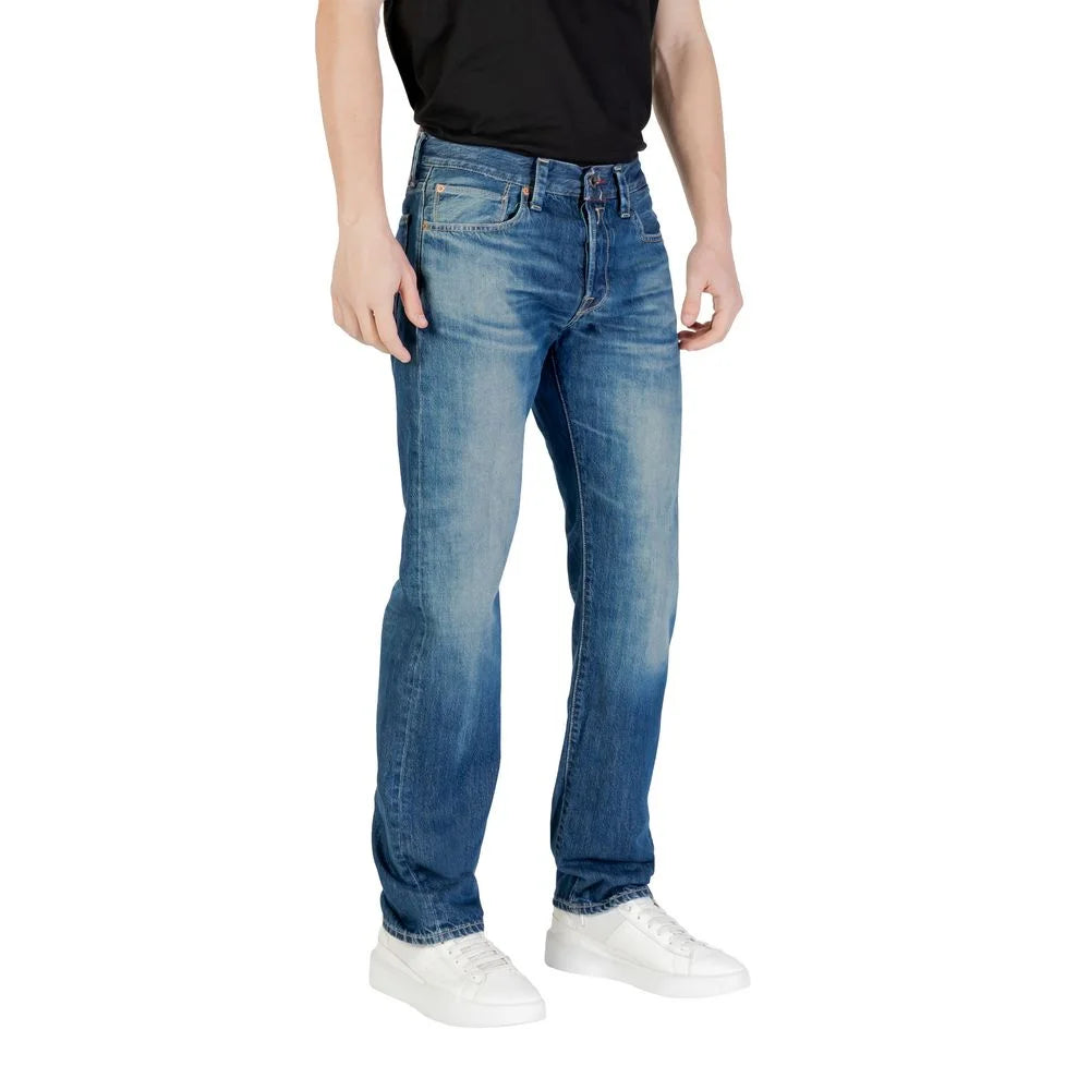 Replay Blue Cotton Relaxed Fit Jean - Jeans
