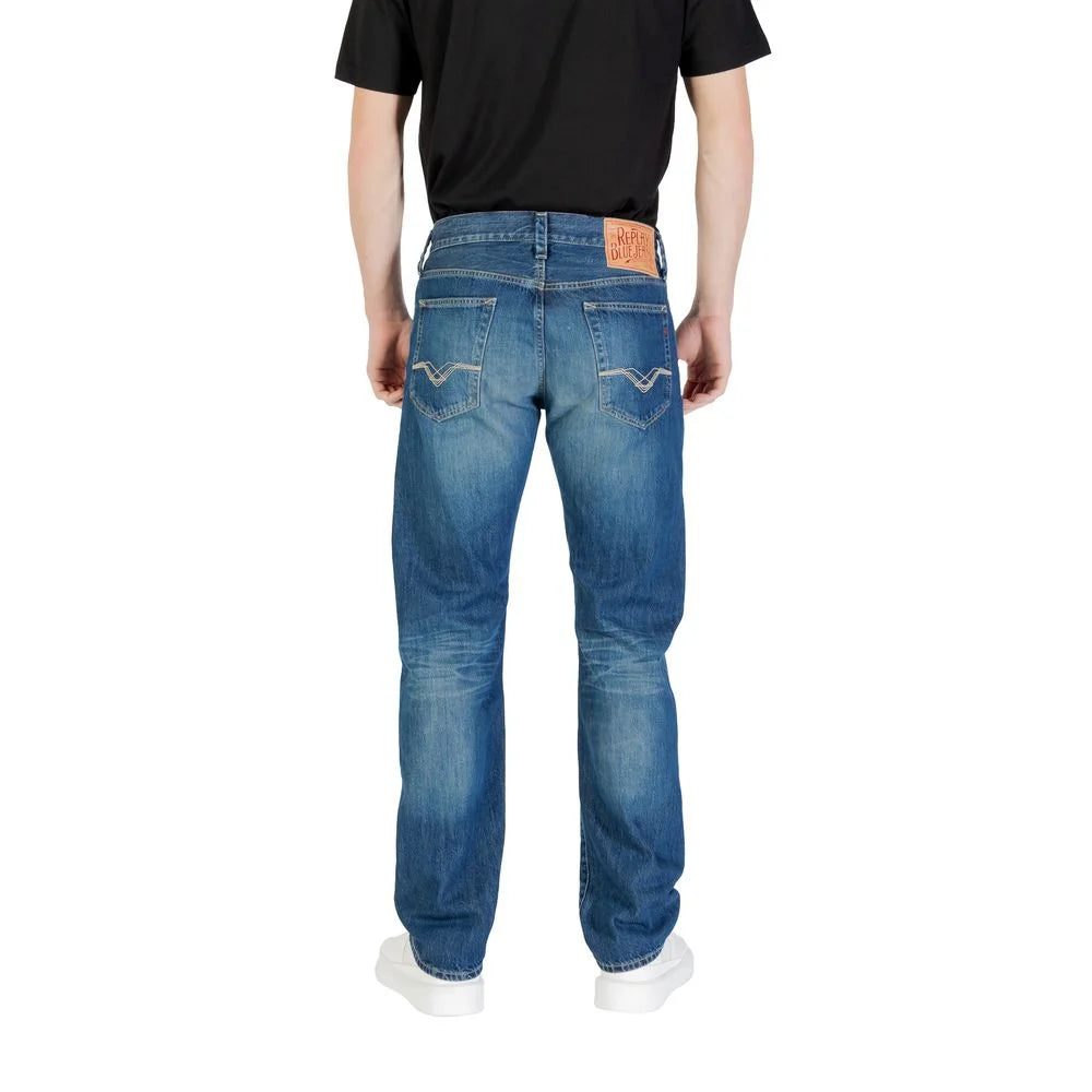 Replay Blue Cotton Relaxed Fit Jean - Jeans