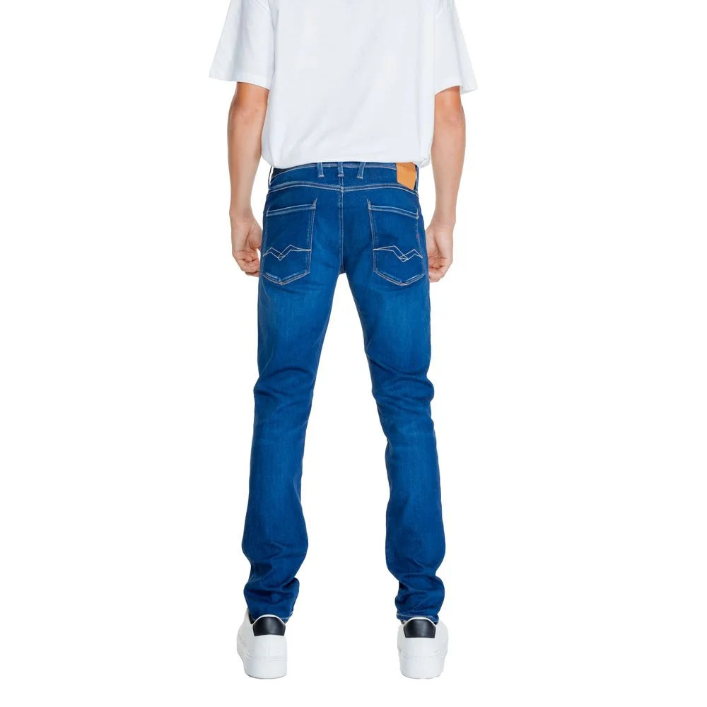 Replay Blue Cotton Relaxed Fit Jean - Jeans
