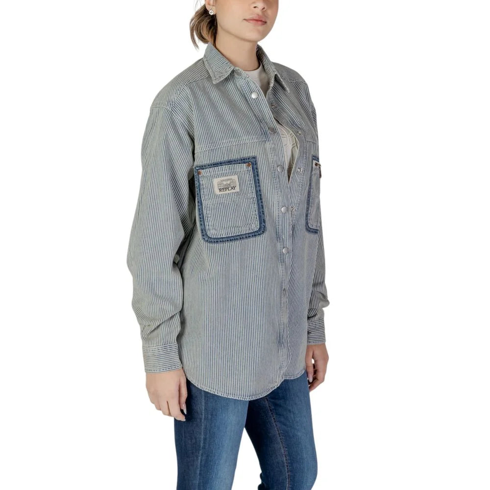 Replay Blue Cotton Shirt - IT40|S