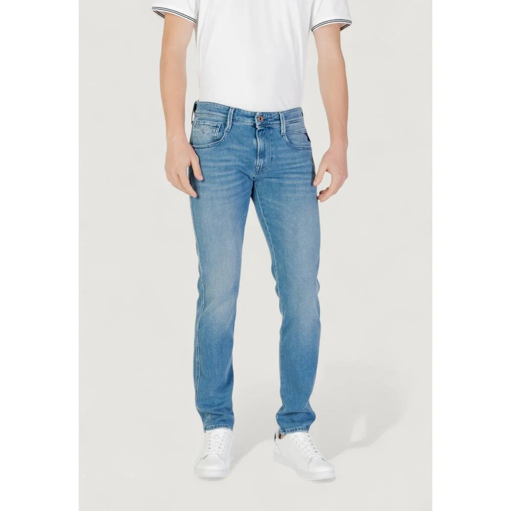 Replay Blue Cotton Skinny Jean - Jeans