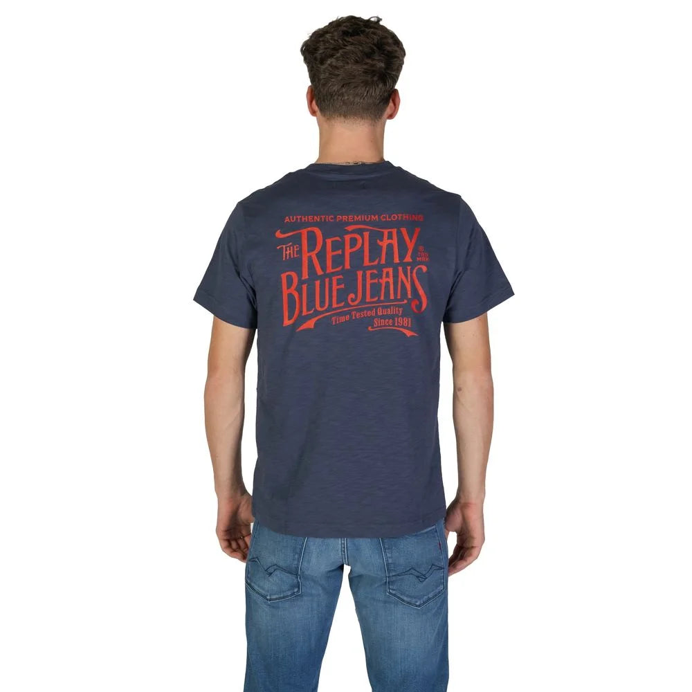 Replay Blue Cotton T-Shirt - T-Shirts