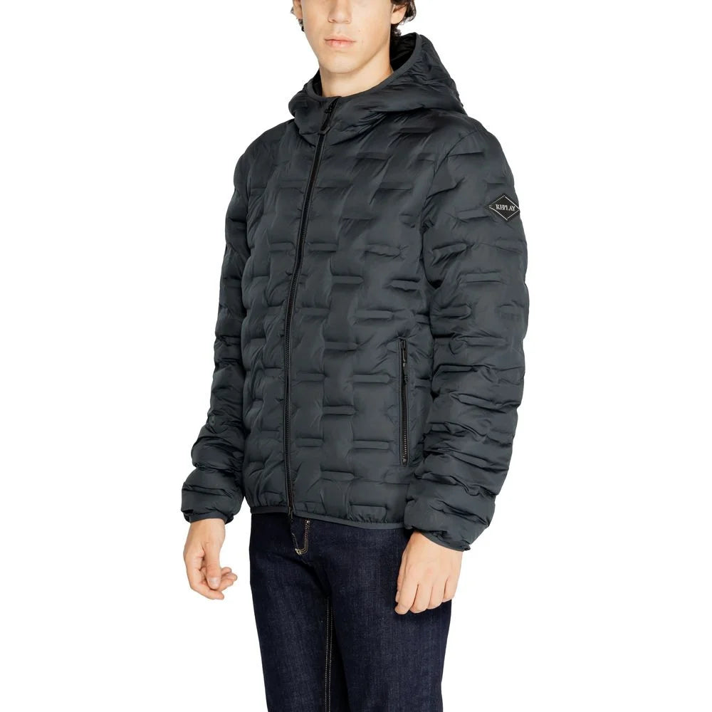Replay Blue Polyester Jackets & Coat - IT54 | XXL