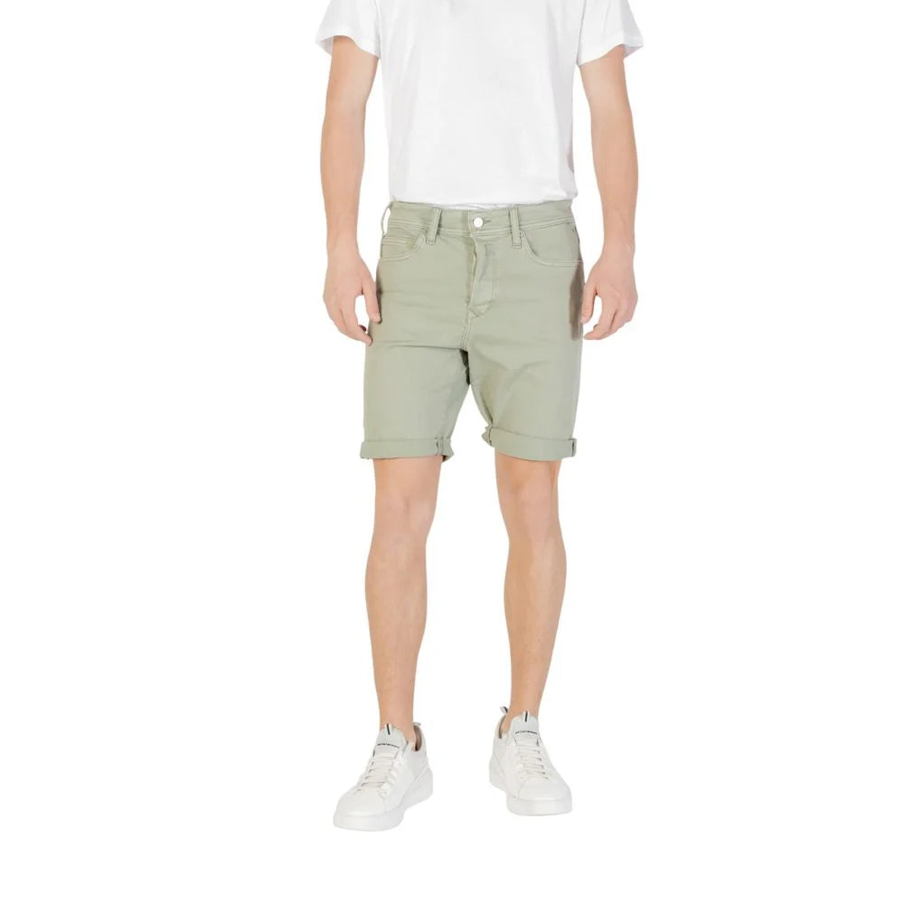 Replay Green Cotton Bermuda - Bermudas
