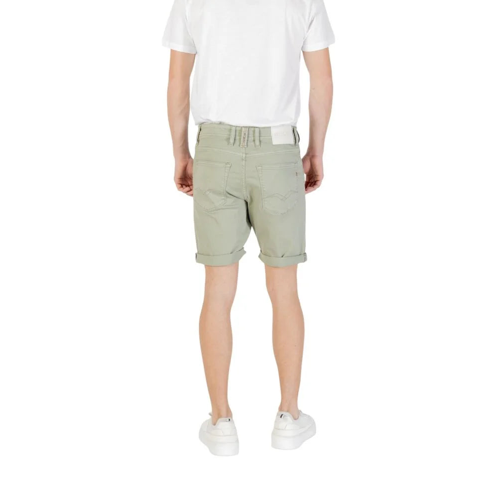 Replay Green Cotton Bermuda - Bermudas