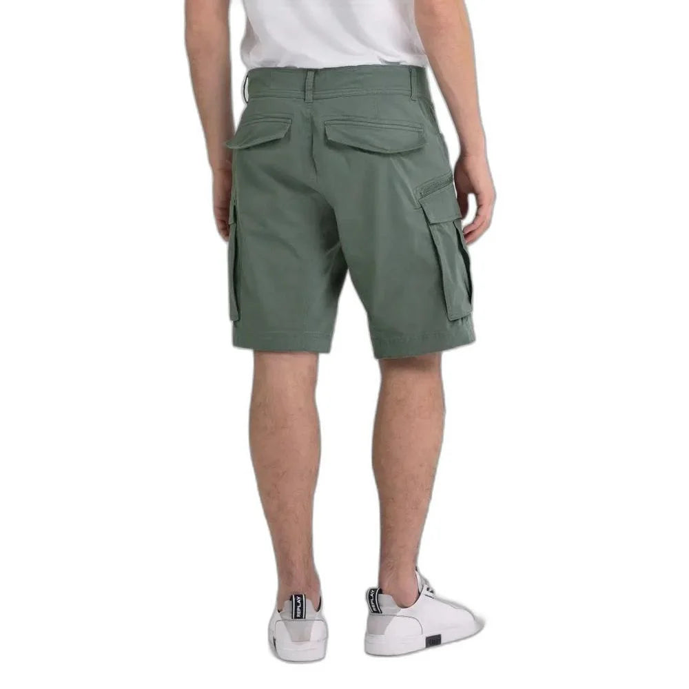 Replay Green Cotton Bermuda - Bermudas