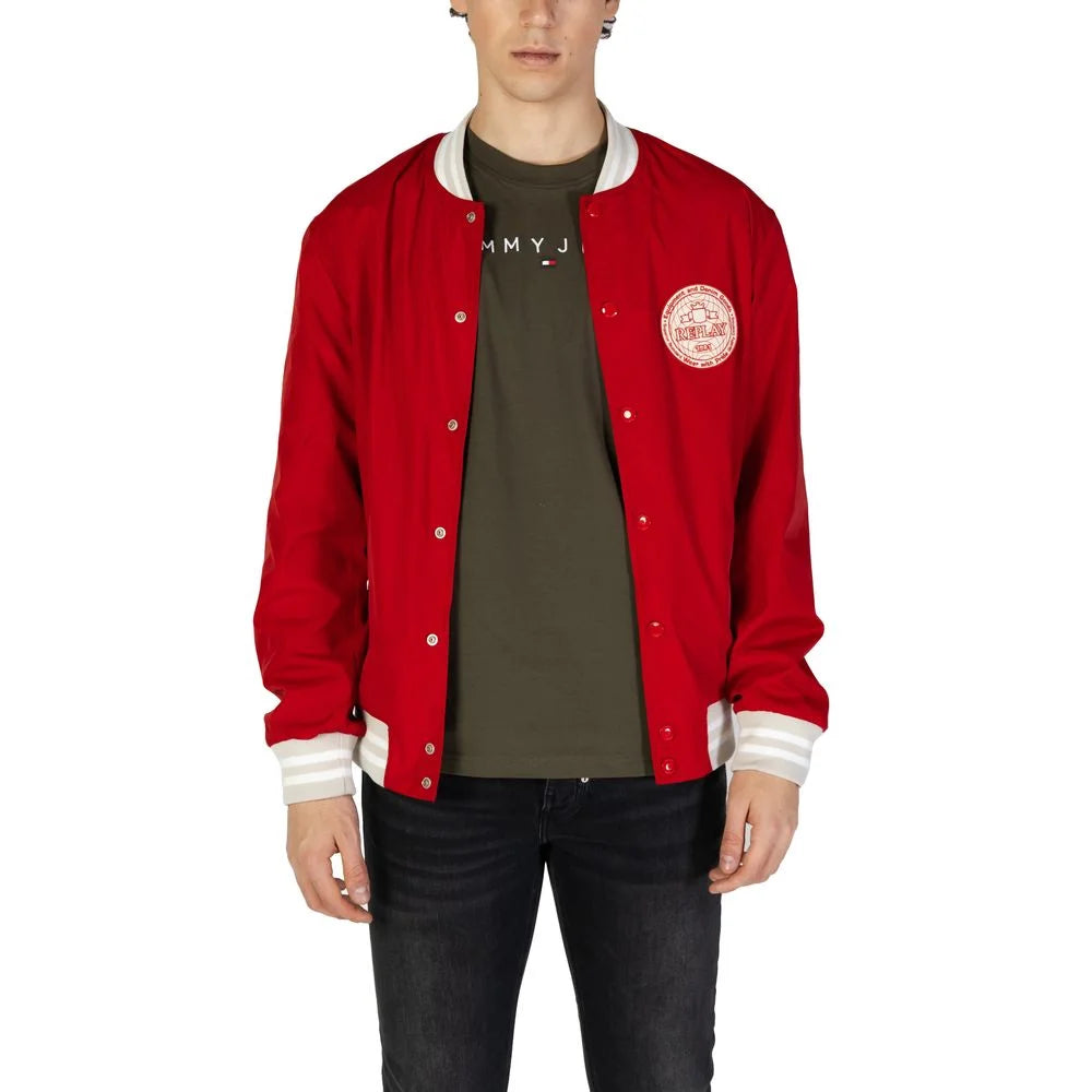 Replay Red Cotton Jackets & Coat - Varsity Jackets