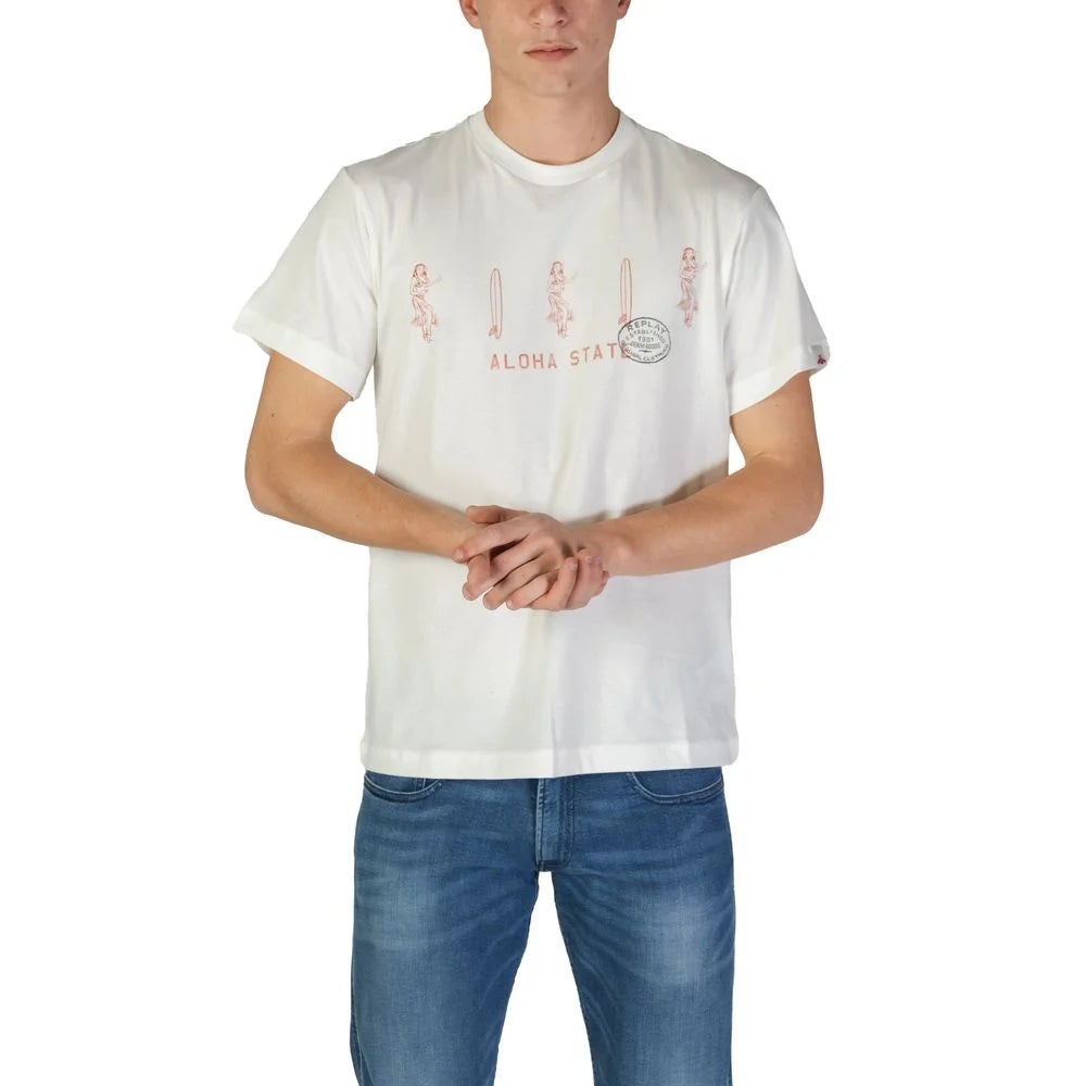 Replay White Cotton T-Shirt - T-Shirts