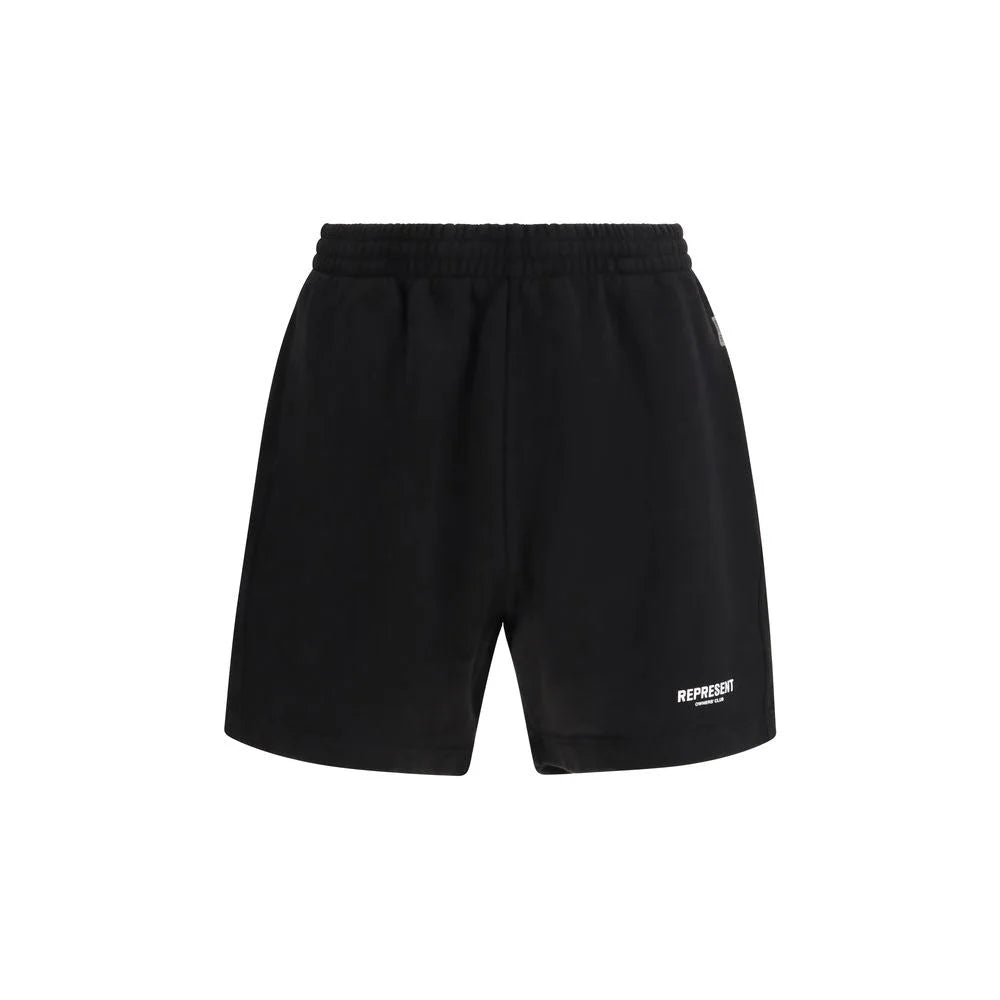 Represent Black Cotton Bermuda Shorts