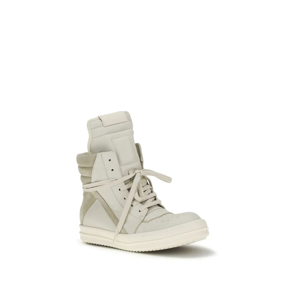 Rick Owens Beige Calf Leather Bos Taurus High Top Sneakers