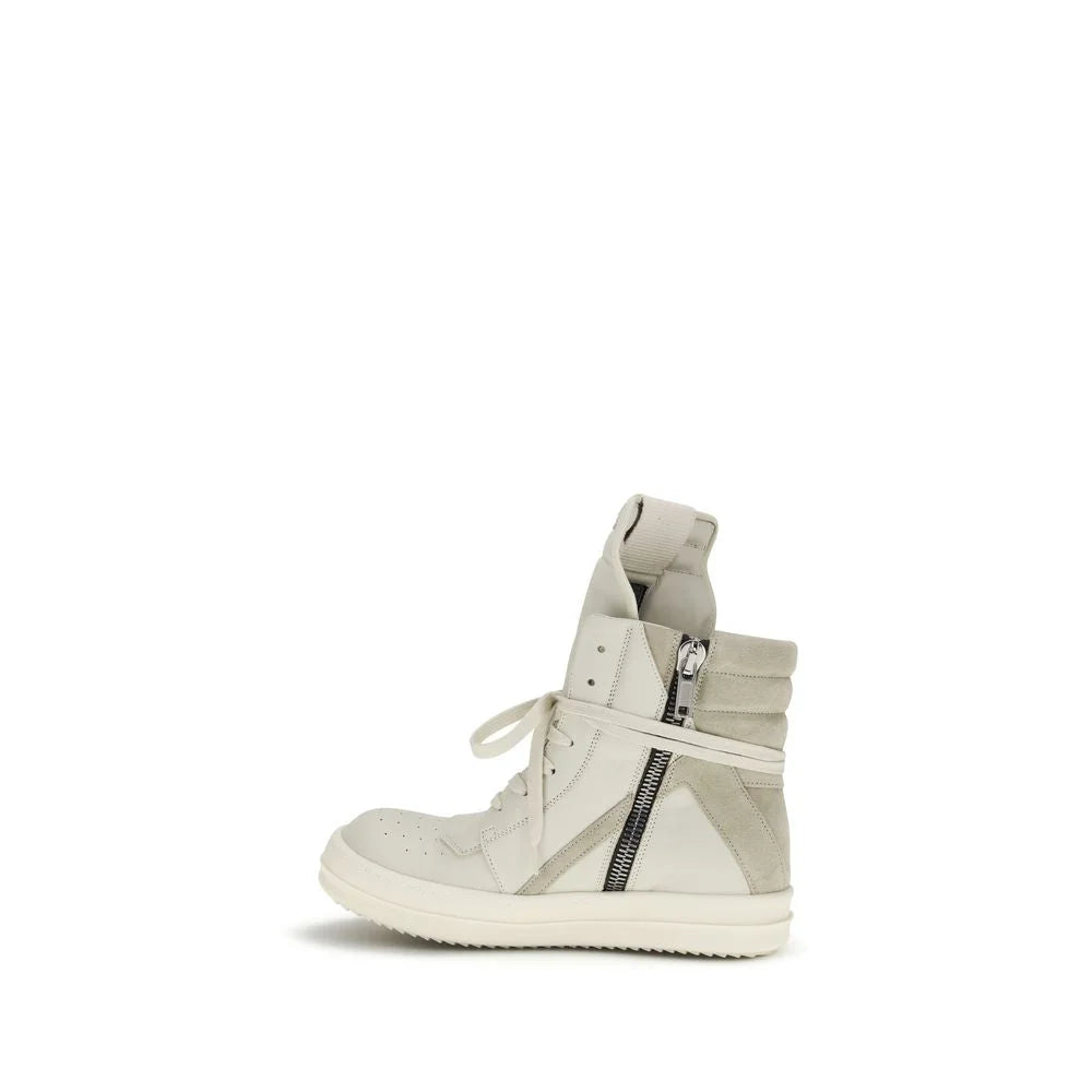 Rick Owens Beige Calf Leather Bos Taurus High Top Sneakers