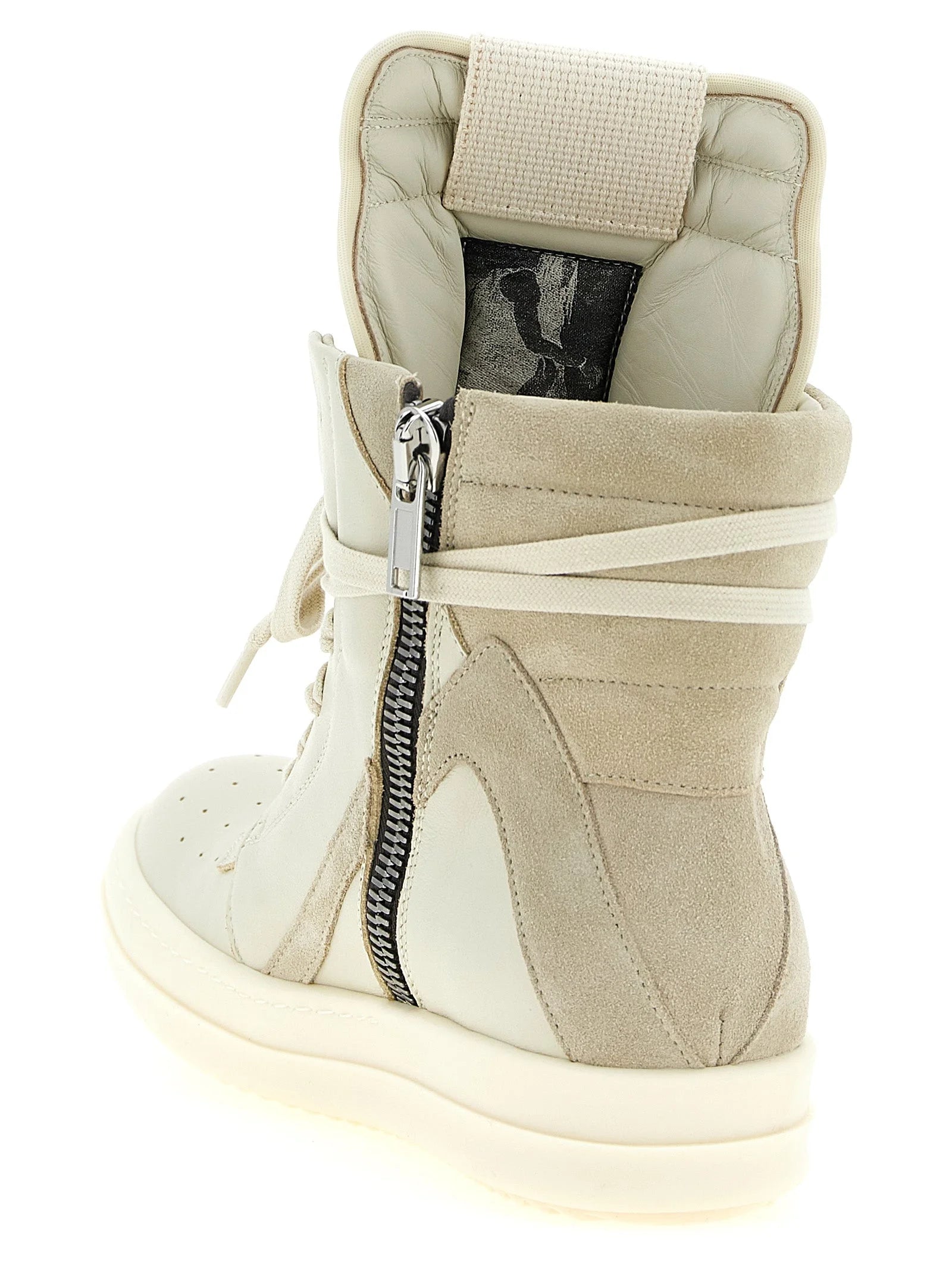 Rick Owens Beige Cowhide Athletic Sneakers