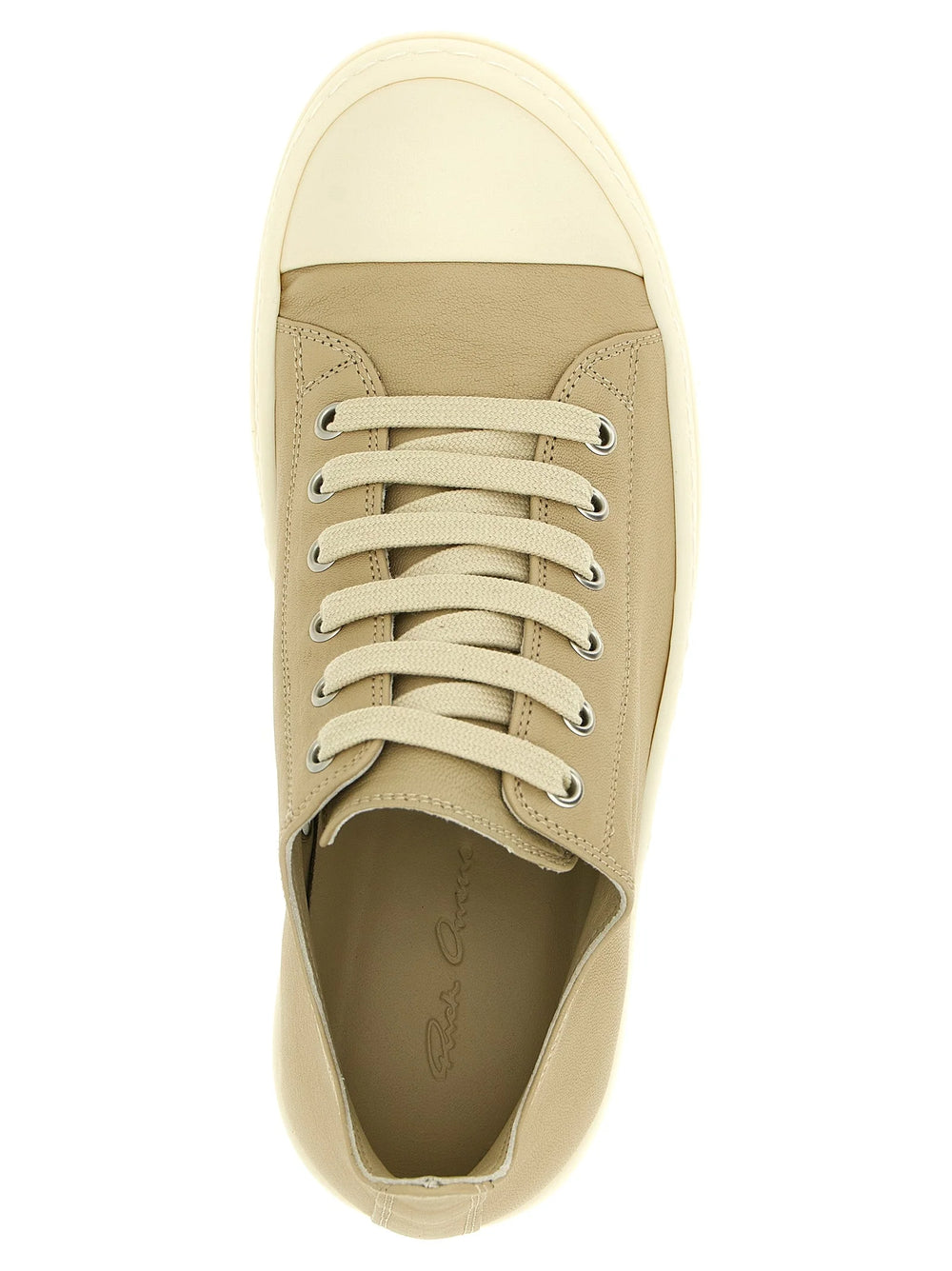 Rick Owens Beige Ramie Low Top Sneakers
