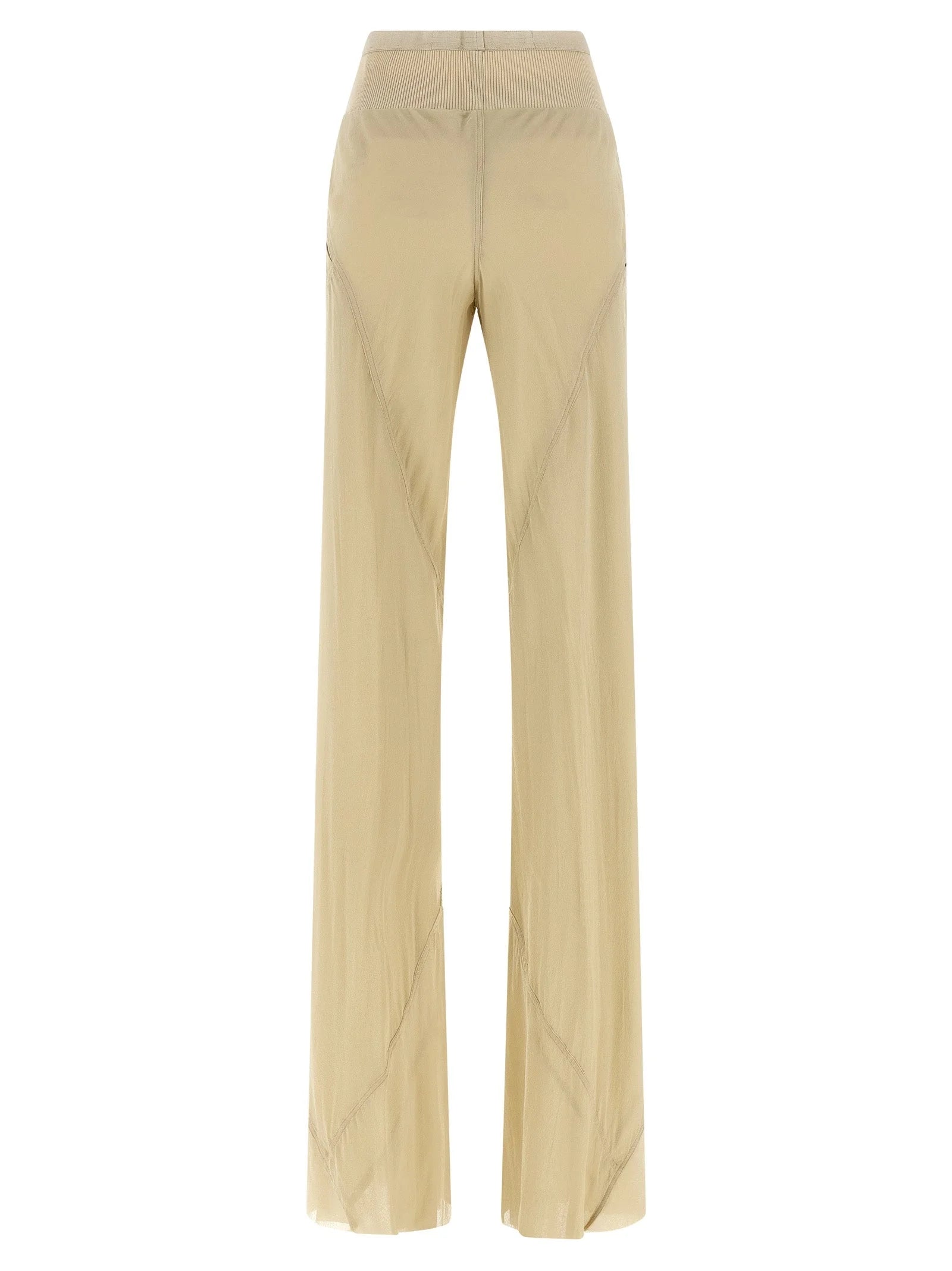Rick Owens Beige Silk Flared Pants