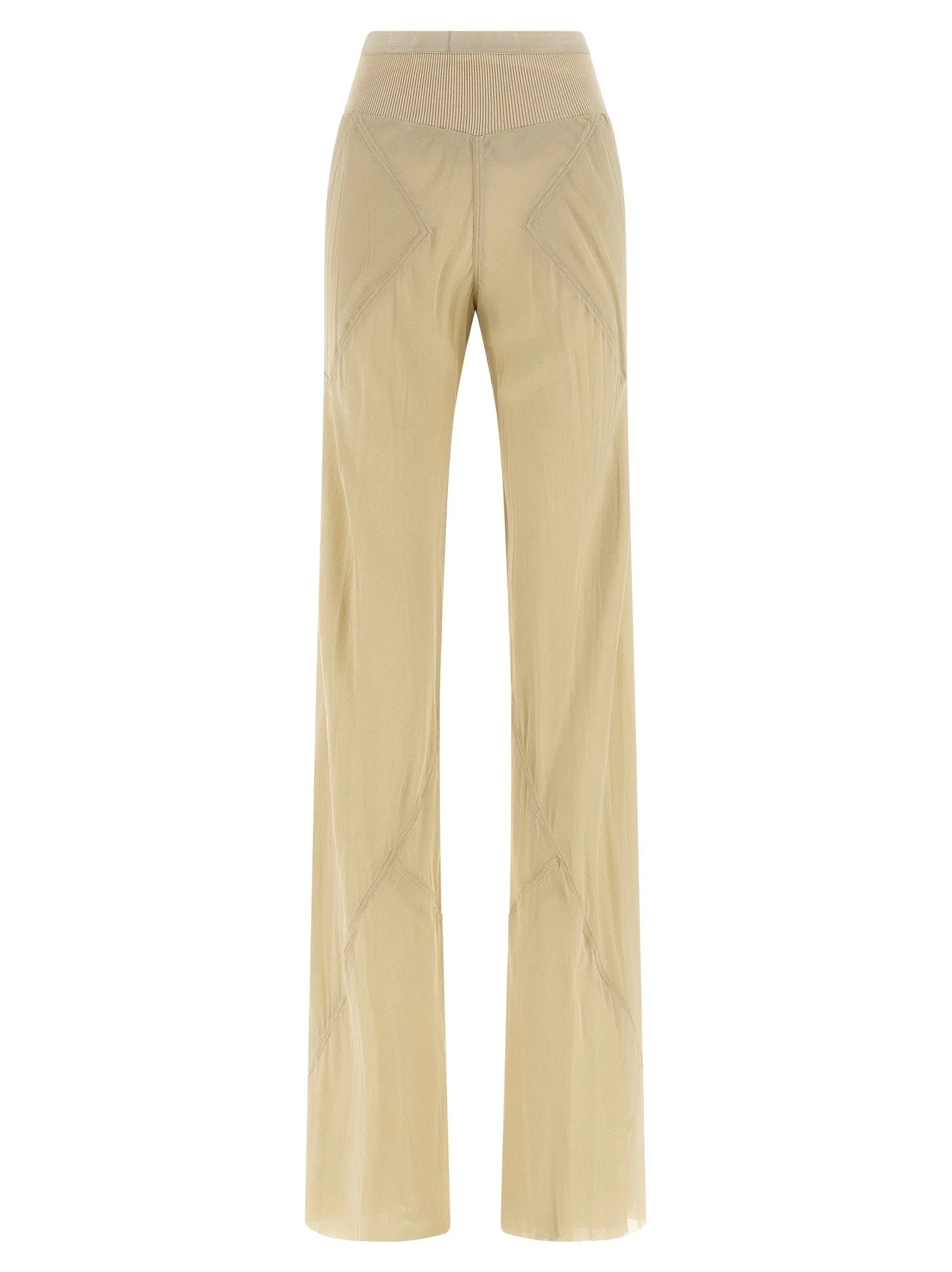 Rick Owens Beige Silk Flared Pants