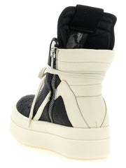Rick Owens Bicolor Lamb Leather Athletic Sneakers