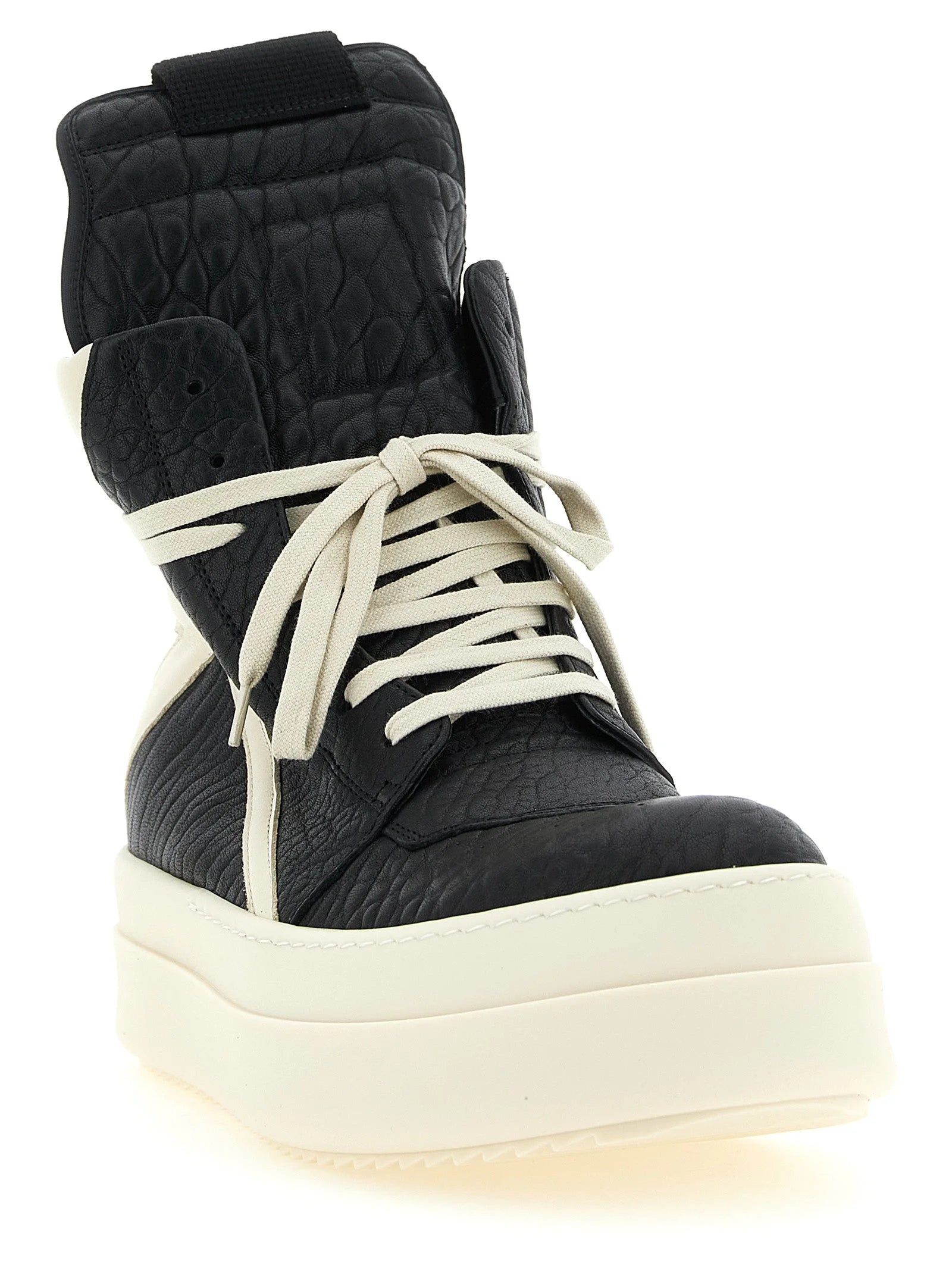 Rick Owens Bicolor Lamb Leather Athletic Sneakers